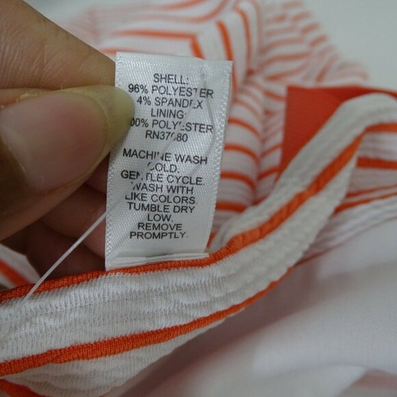 Its Fashion Dress Pleated Women Plus Size 1X Orange & White Striped NEW w/FLAW - Picture 6 of 8